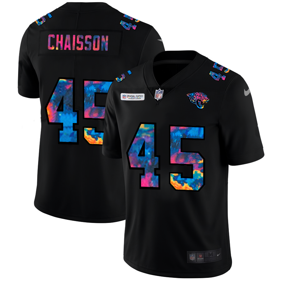 Men Nike Jacksonville Jaguars #45 Chaisson   Multi Color Black 2020 NFL Crucial Catch Vapor Untouchable Limited Jersey->jacksonville jaguars->NFL Jersey